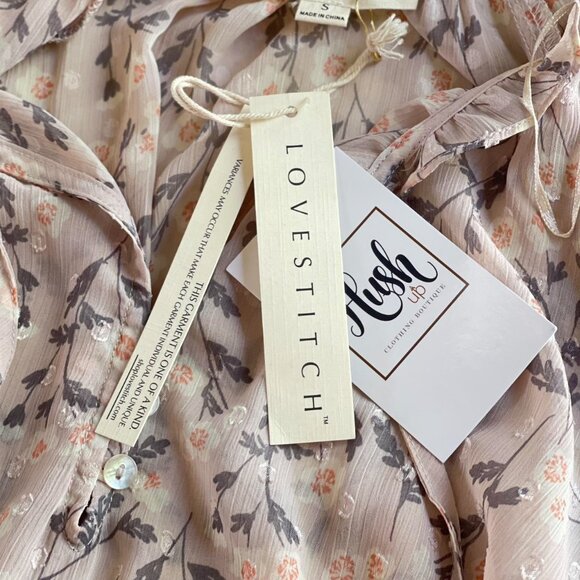 NWT LOVESTITCH Chiffon Peasant Cottagecore Mini Dress - Picture 6 of 13